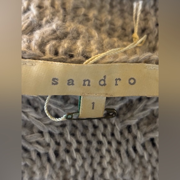 Sandro Gray Lamb’s Wool & Angora Waterfall Open Cardigan - Picture 4 of 7